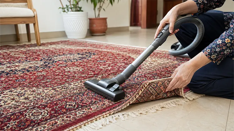 غبارگیری فرش، قبل از شستشو